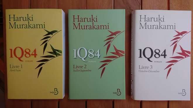 Couverture des livres de la trilogie 1Q84